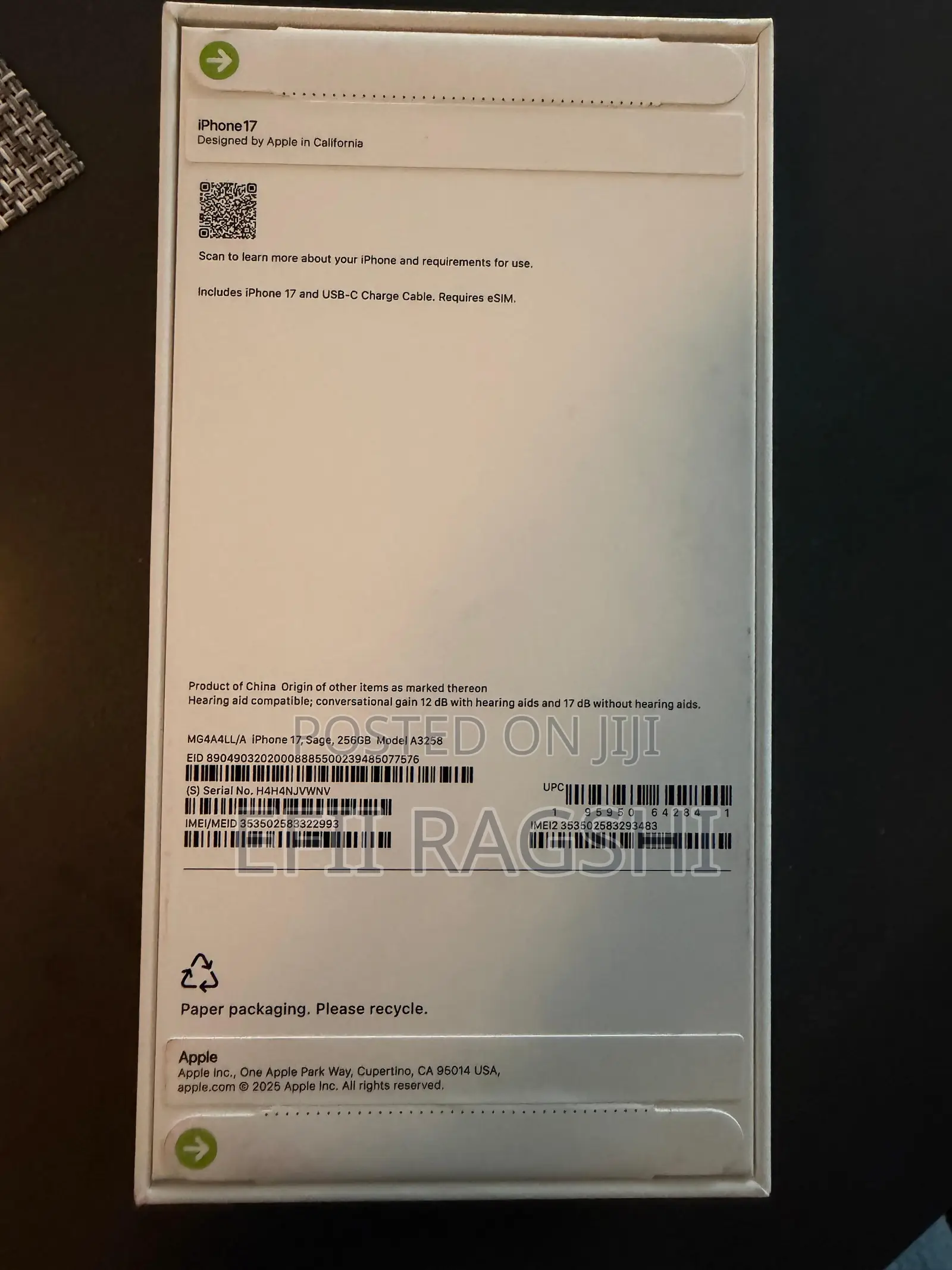 New Apple iPhone 17 256 GB Green