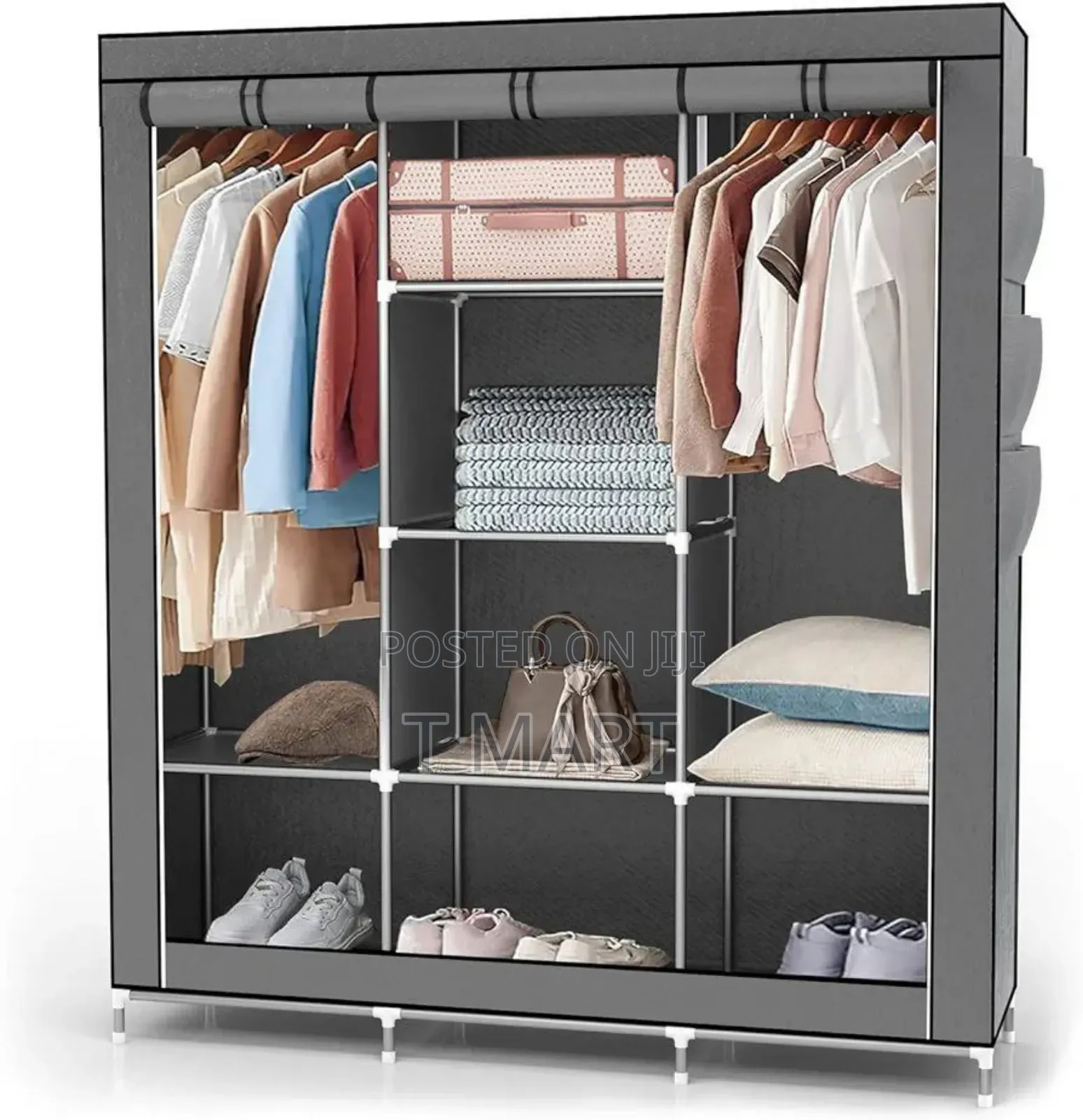Premium Storage Wardrobe – Metal + Fabric