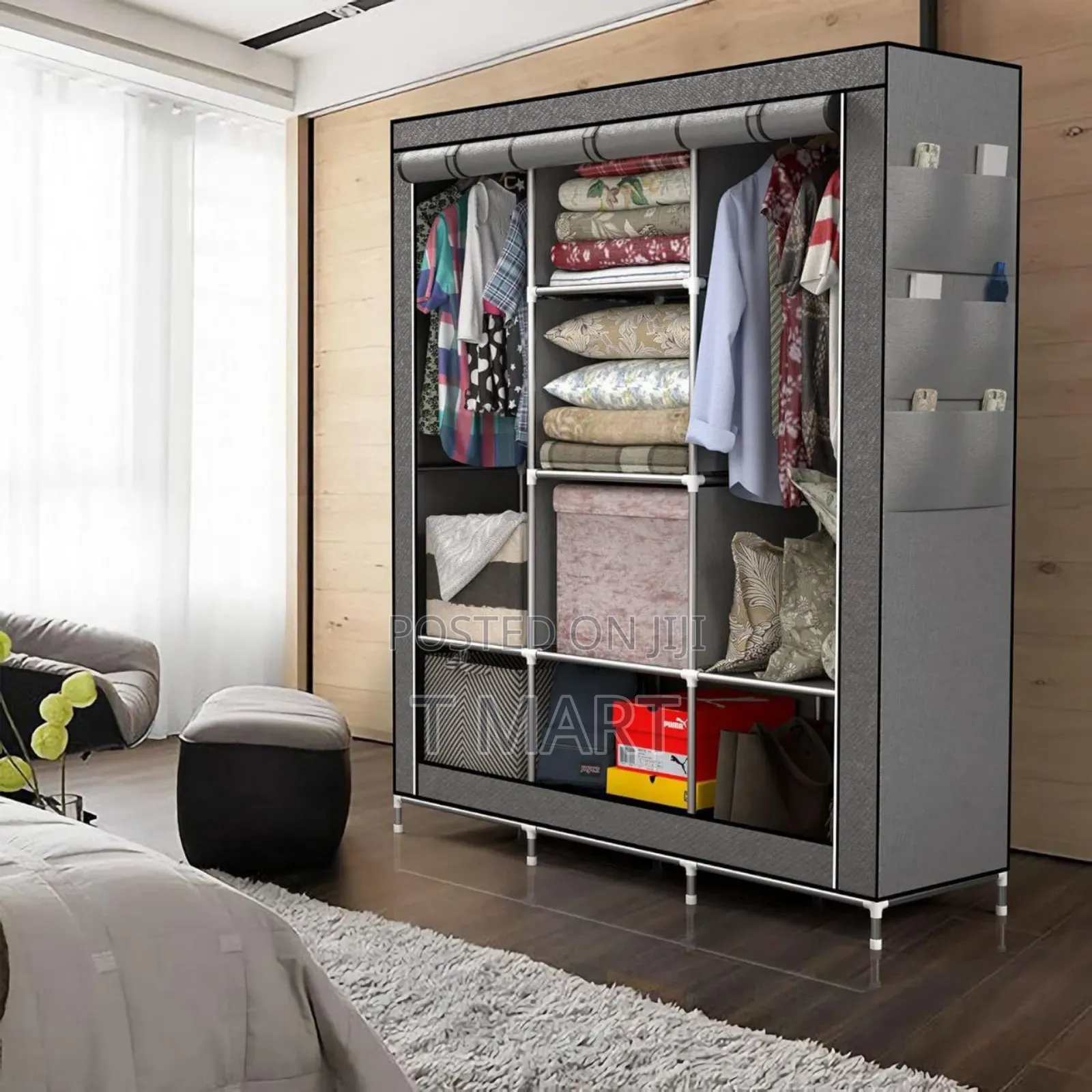 Premium Storage Wardrobe – Metal + Fabric