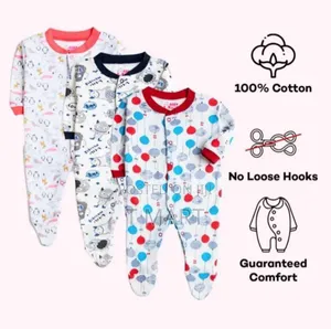 3-Piece Newborn Baby Foot Wrapped Jumpsuit