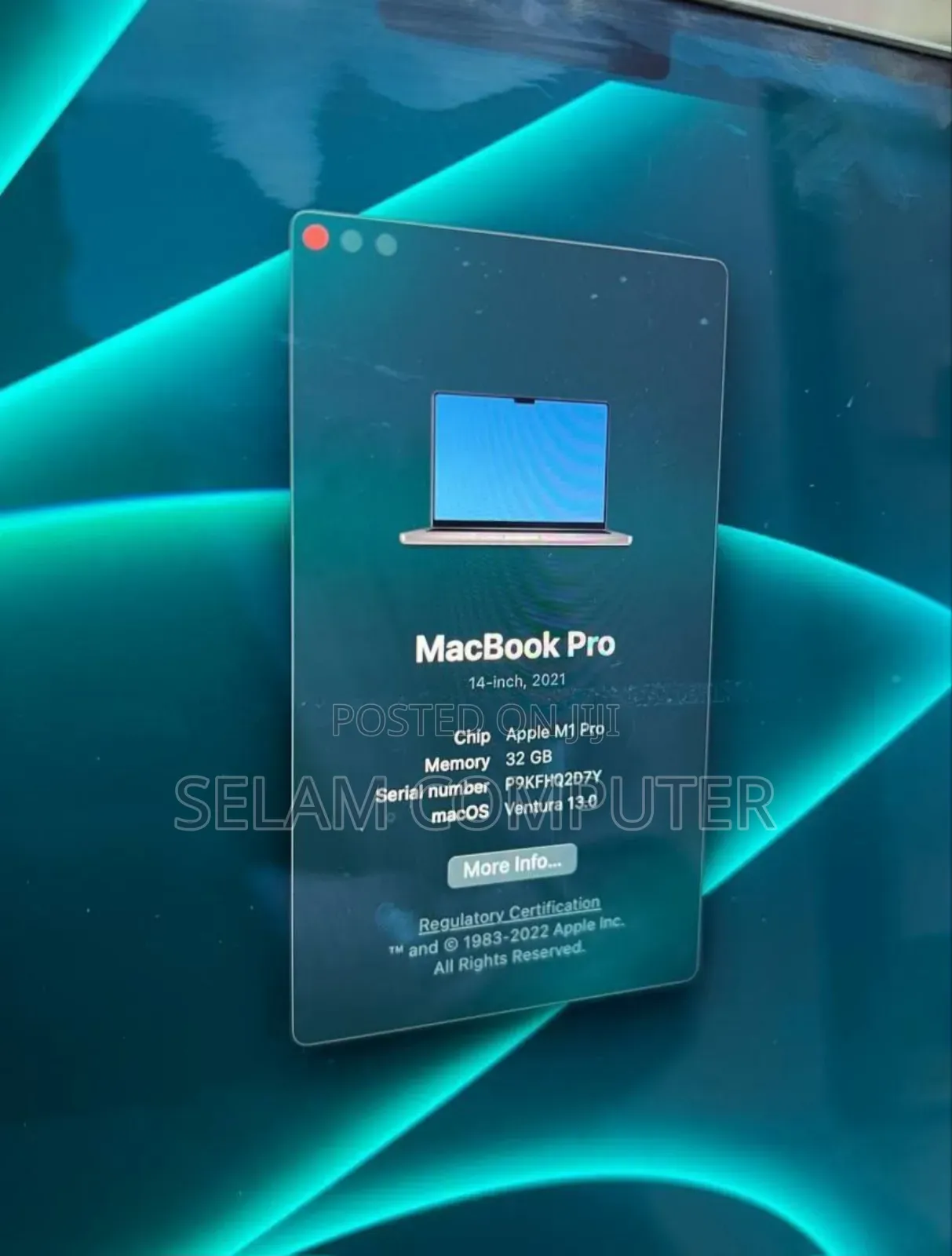 New Laptop Apple MacBook Pro M1 32GB Apple M1 SSD 1T