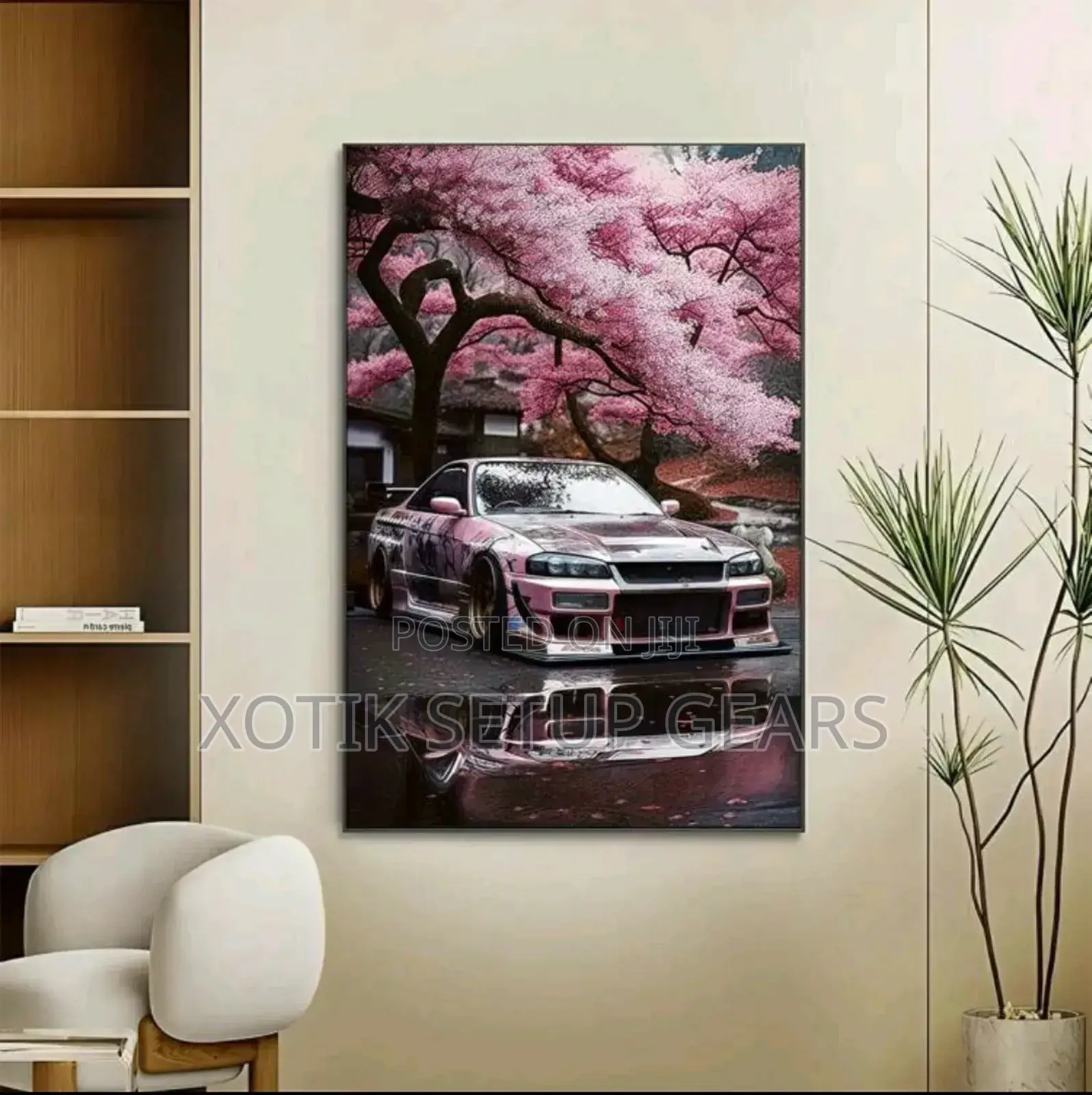 Jdm Sports Car And Cherry Blossom Wall Pure Canvas - Wall Poster