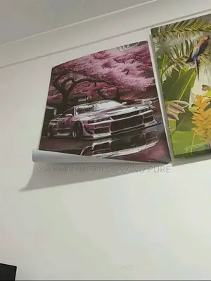 Jdm Sports Car And Cherry Blossom Wall Pure Canvas - Wall Poster