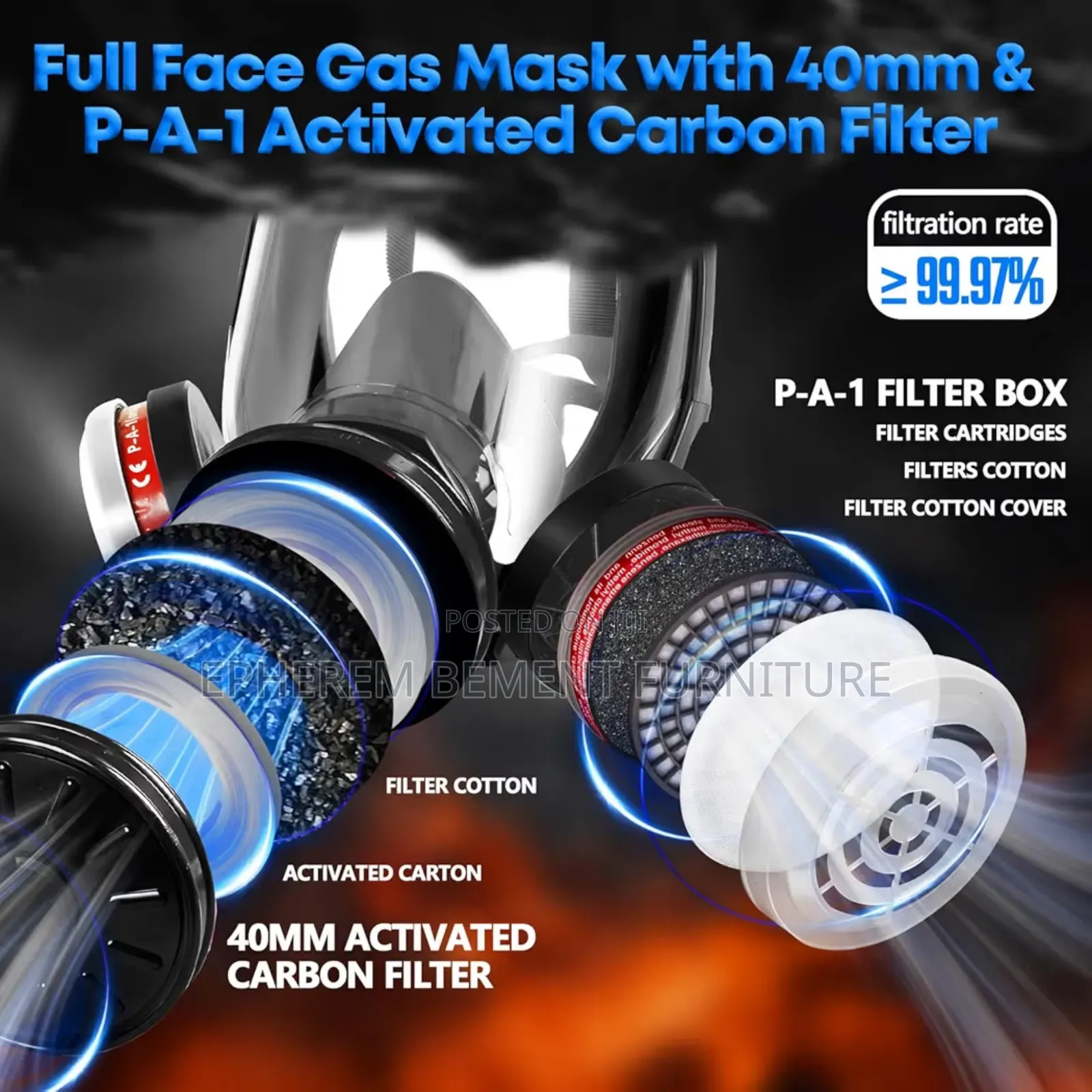 Full Face Gas Mask: 1pack Gas Masks Survival Nuclear And Chemical