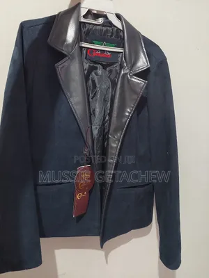 Dark Blue Black Suede Leather Jacket Women