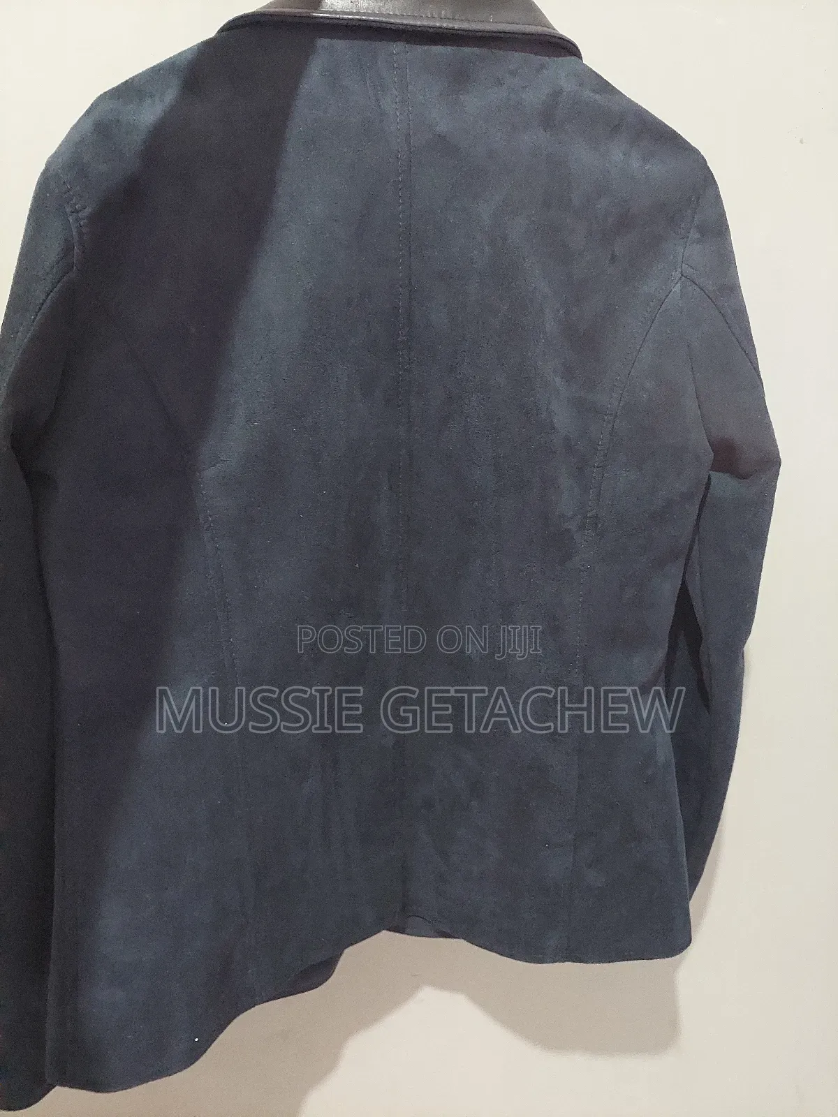 Dark Blue Black Suede Leather Jacket Women