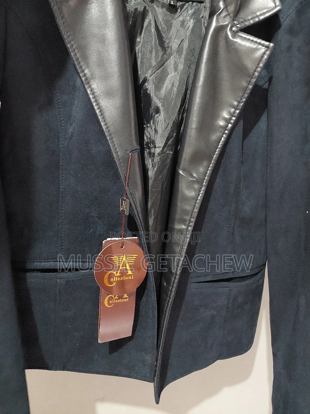 Dark Blue Black Suede Leather Jacket Women