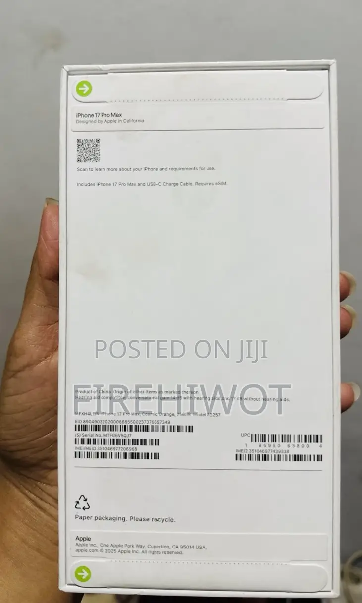 New Apple iPhone 17 Pro Max 256 GB Orange