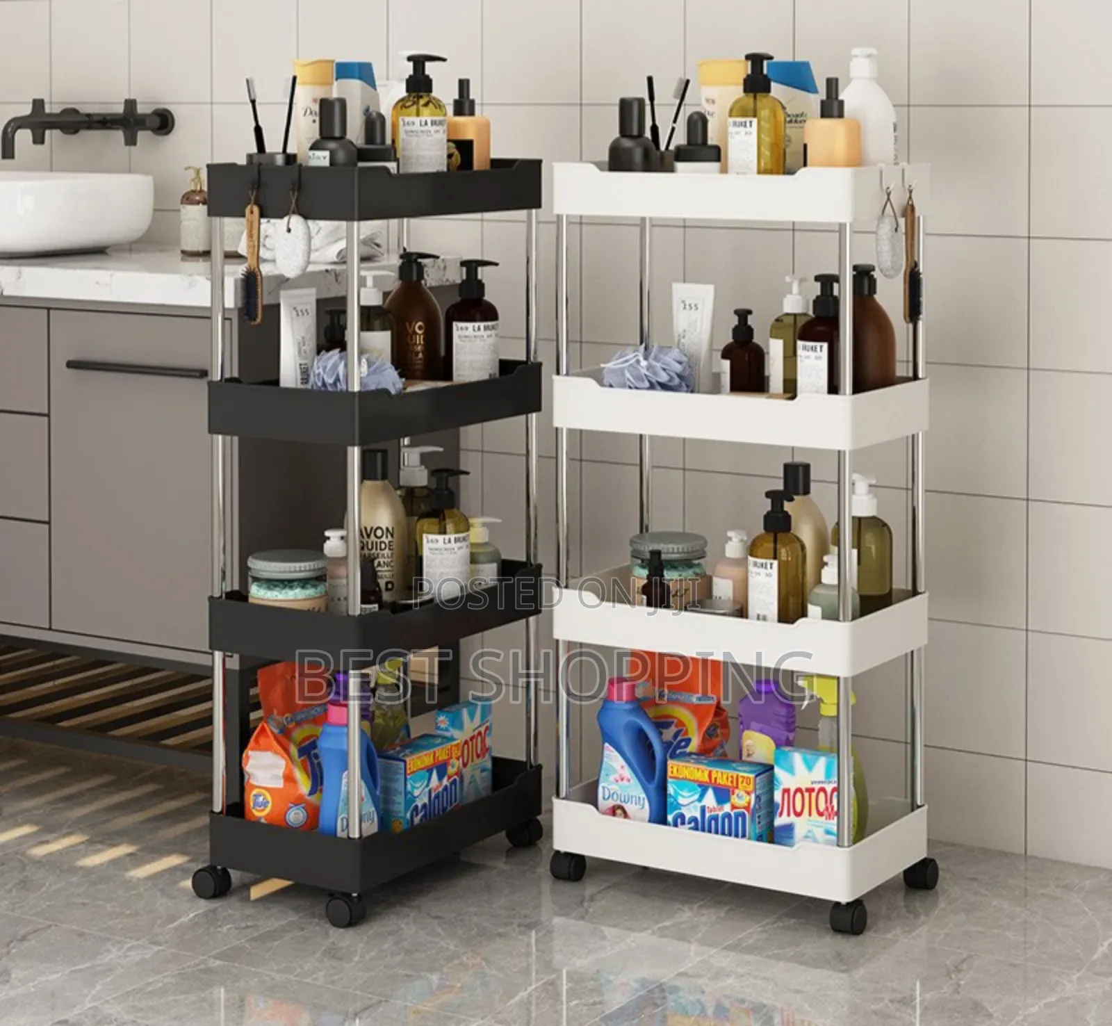 4 Layers Multi-Scene Usage Rack Trolley Rollers Toilet Rack Big Size