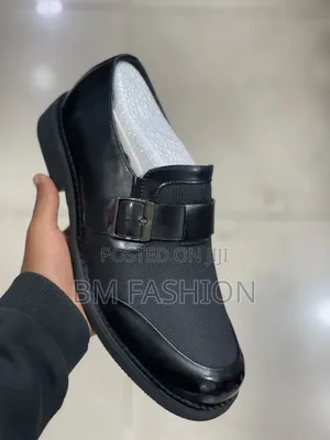 Black Leather and Woven Loafers Authentic Men's Shoes