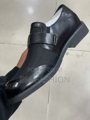 Black Leather and Woven Loafers Authentic Men's Shoes