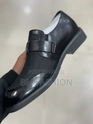 Black Leather and Woven Loafers Authentic Men's Shoes