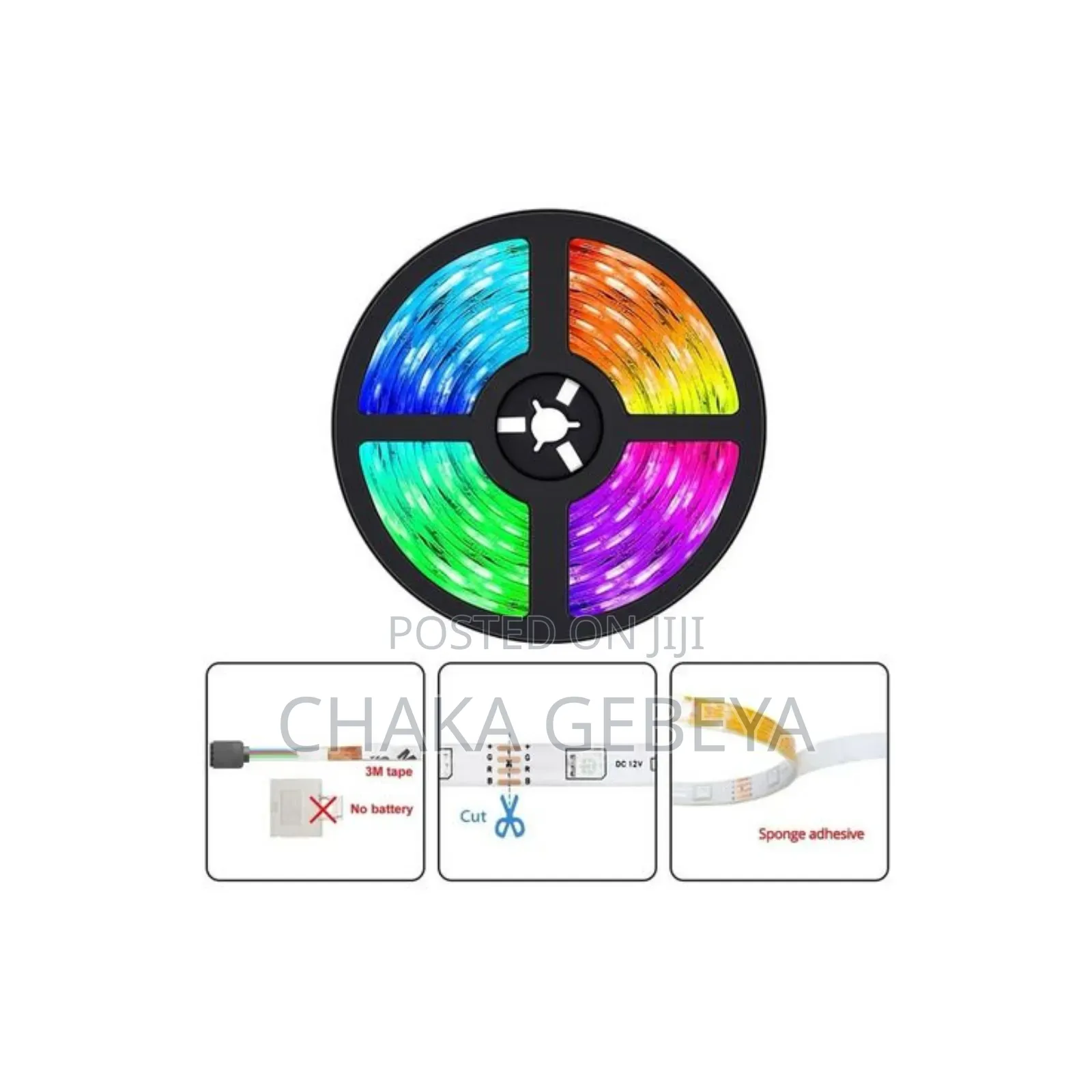 Porodo Blue 5m RGB Led Strip - Sound Reactive, Remote Control, Timer