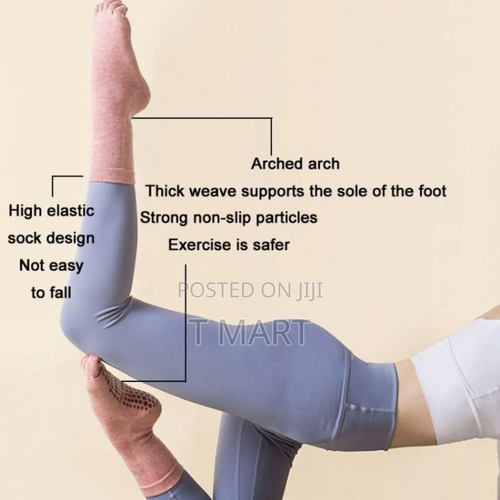 1pair Lengthened Sweat-Absorbing Non-Slip Yoga Five-Finger Socks