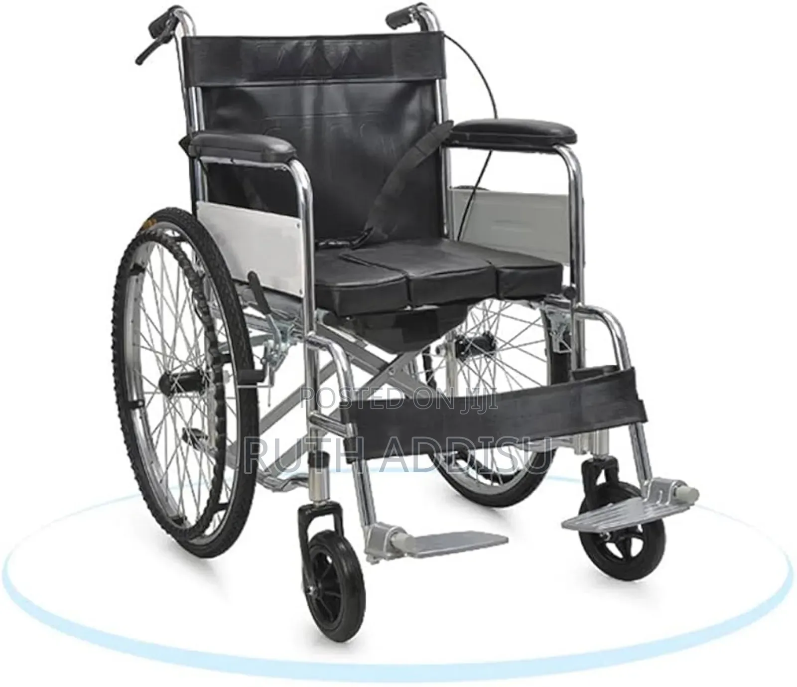 Wheelchair With Commode and Folding Pedal, Stainl Steel Frame Mobility