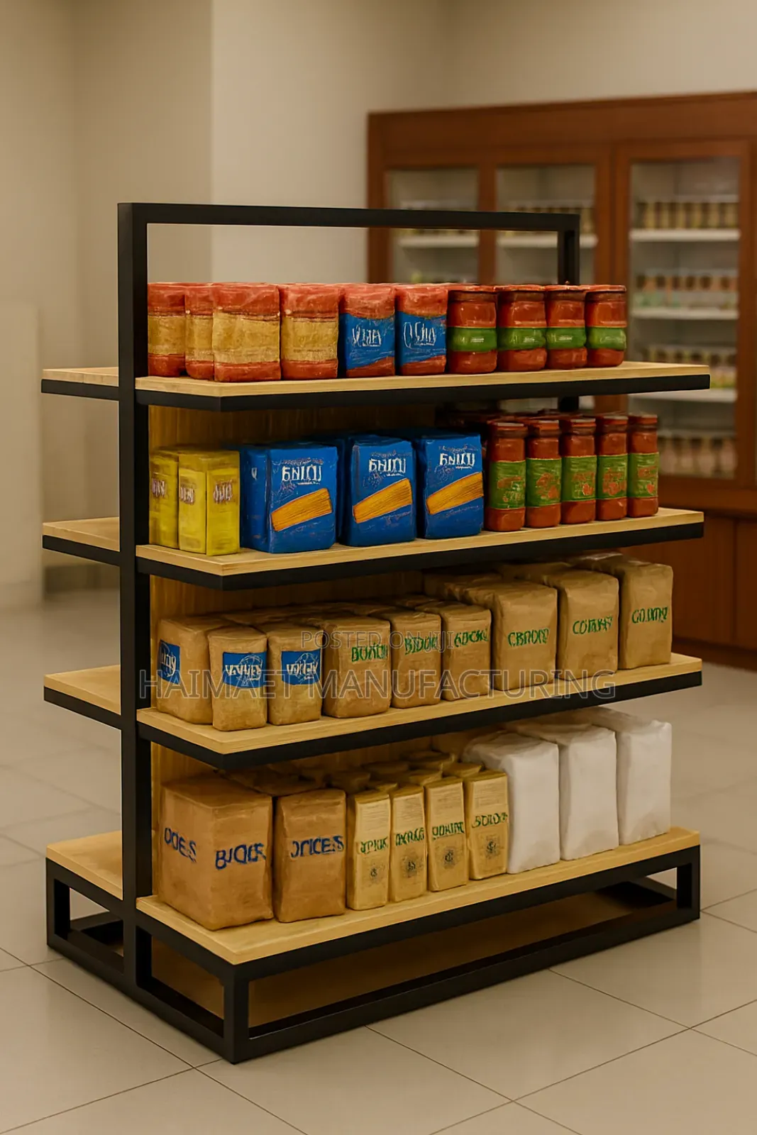 Storage and Display Shelf Works for Mini Markets