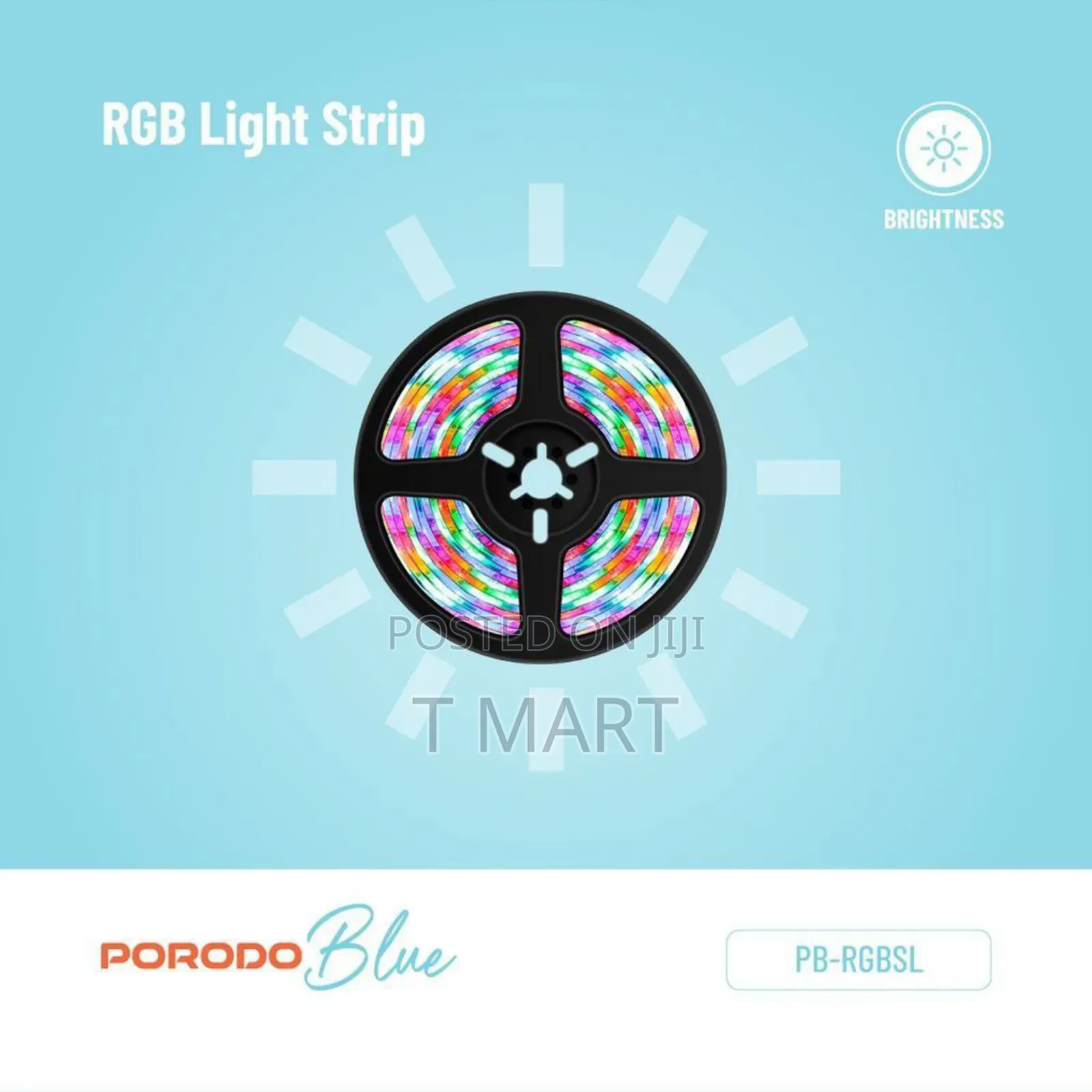 Porodo Blue Sound Reactive RGB Strip Light With Remote Control