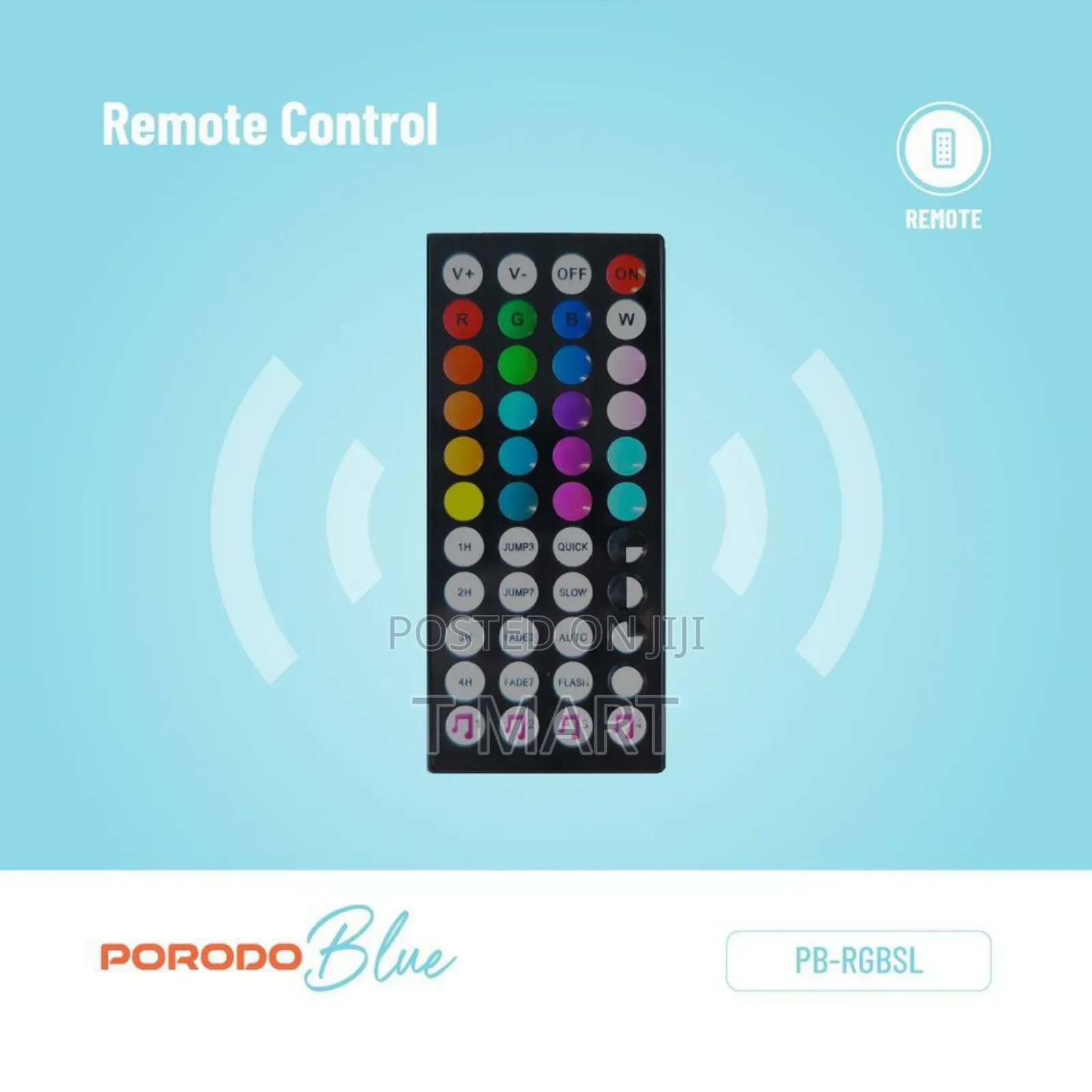 Porodo Blue Sound Reactive RGB Strip Light With Remote Control