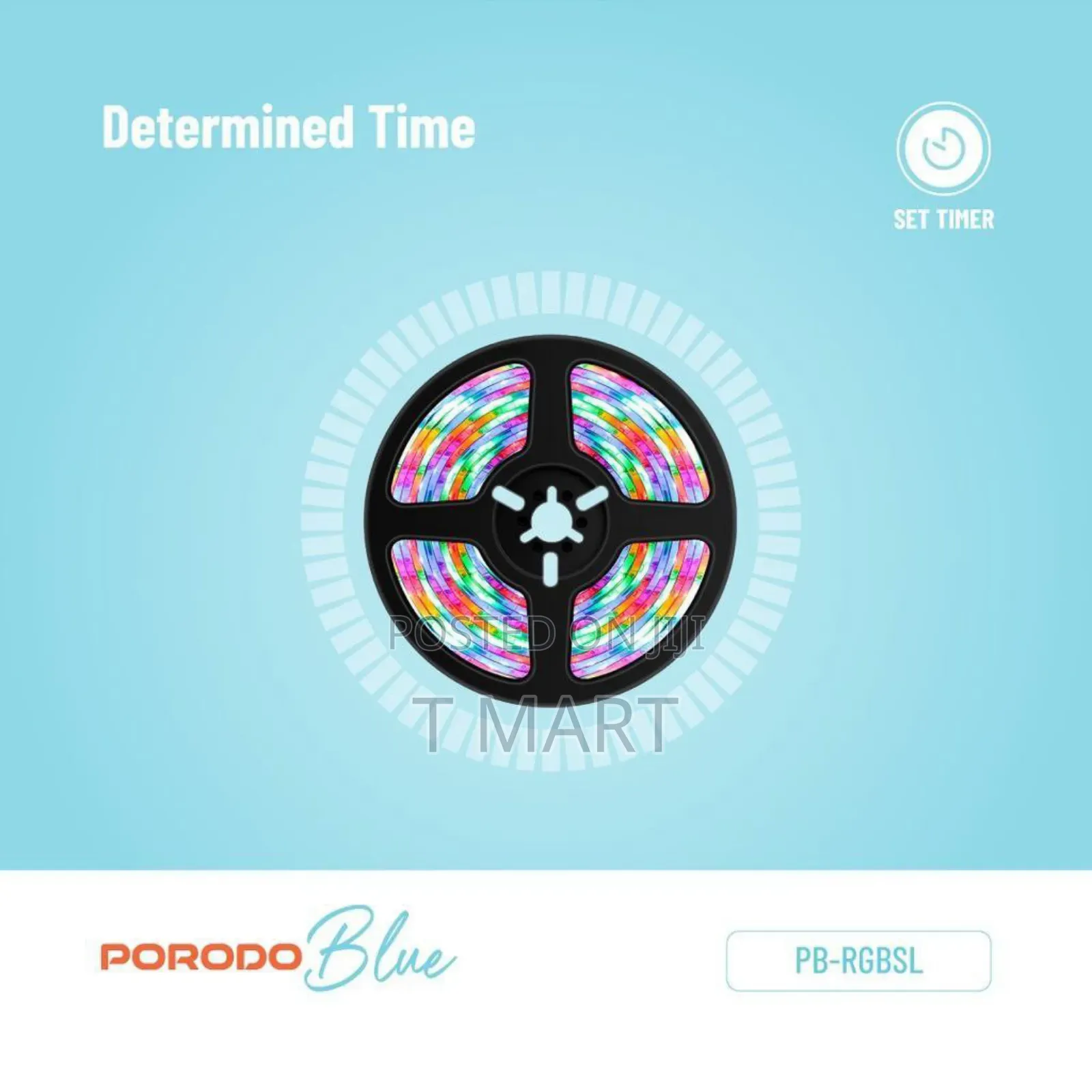 Porodo Blue Sound Reactive RGB Strip Light With Remote Control