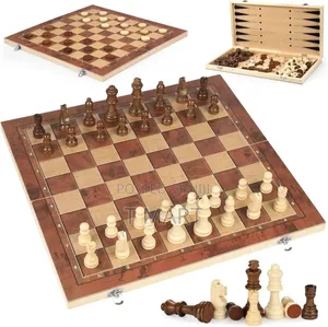 Chess Checkers Backgammon 3-in-1 Board Games Sets