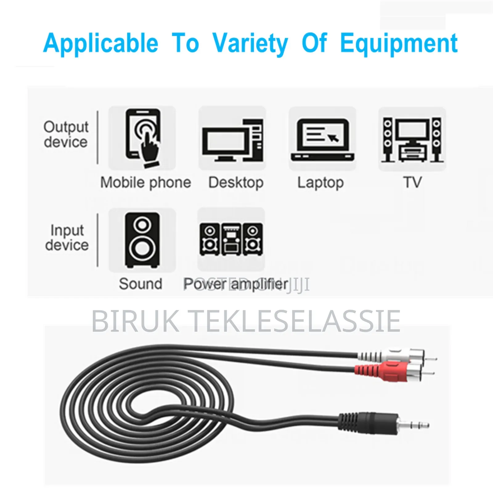 1m 2rca 3.5mm Jack Cable 1 Meter