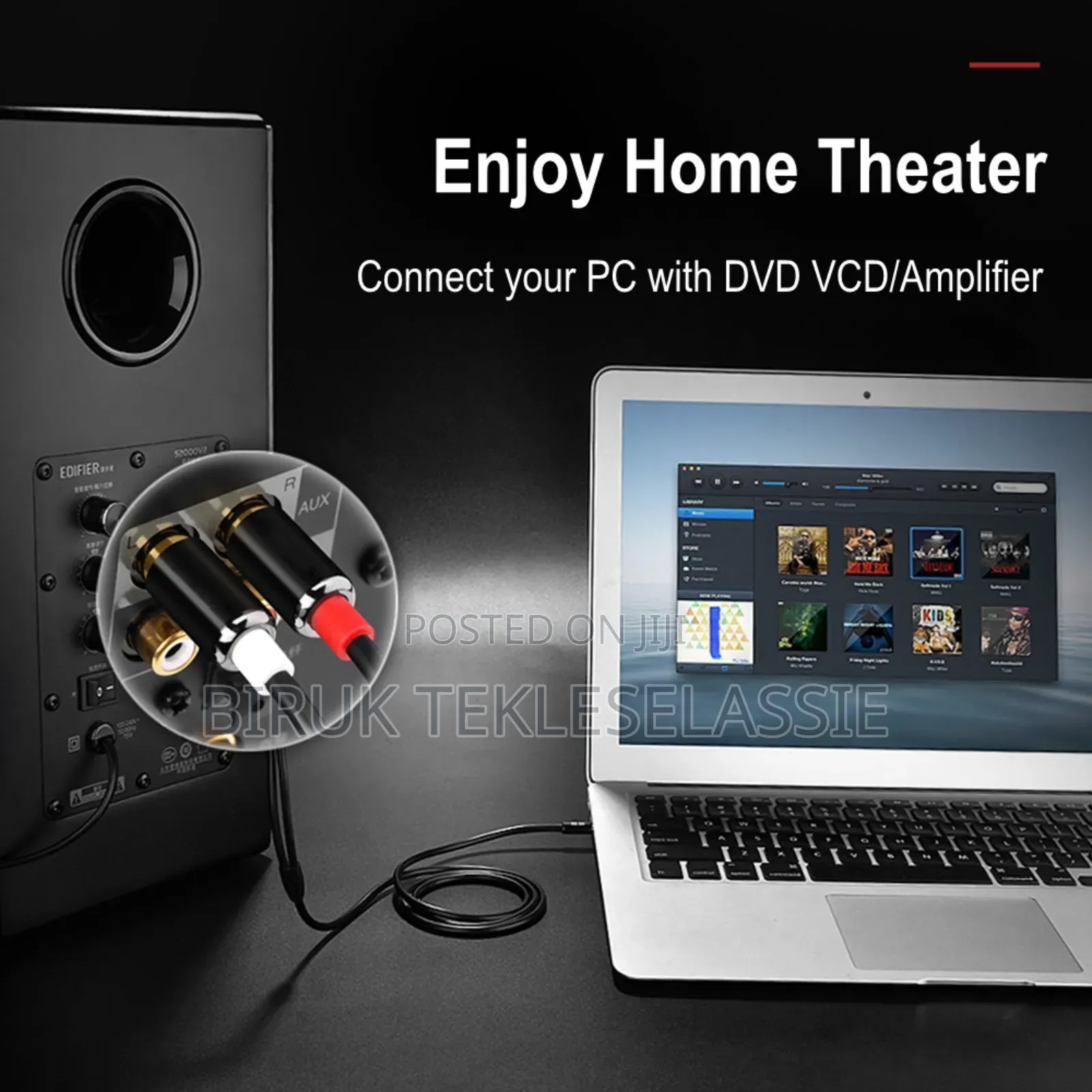 1m 2rca 3.5mm Jack Cable 1 Meter