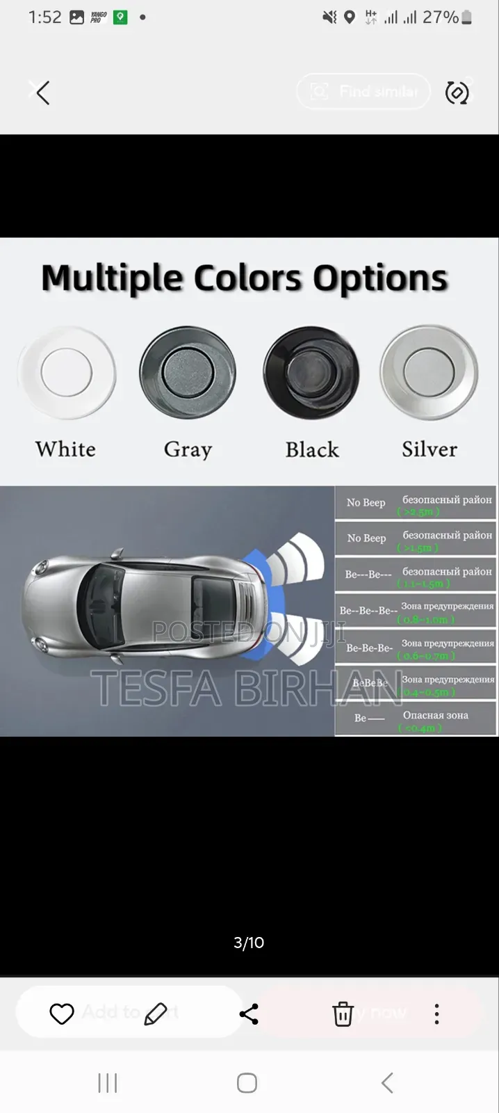 Collision Sensor for All Automobiles