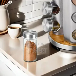 12 Set Rotating Spice Carousel Glass Jar With Rack