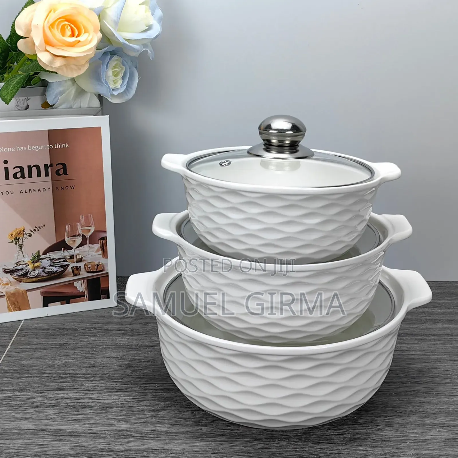 የተለያየ ሳይዝ 3 Set Ceramic Soup Pot