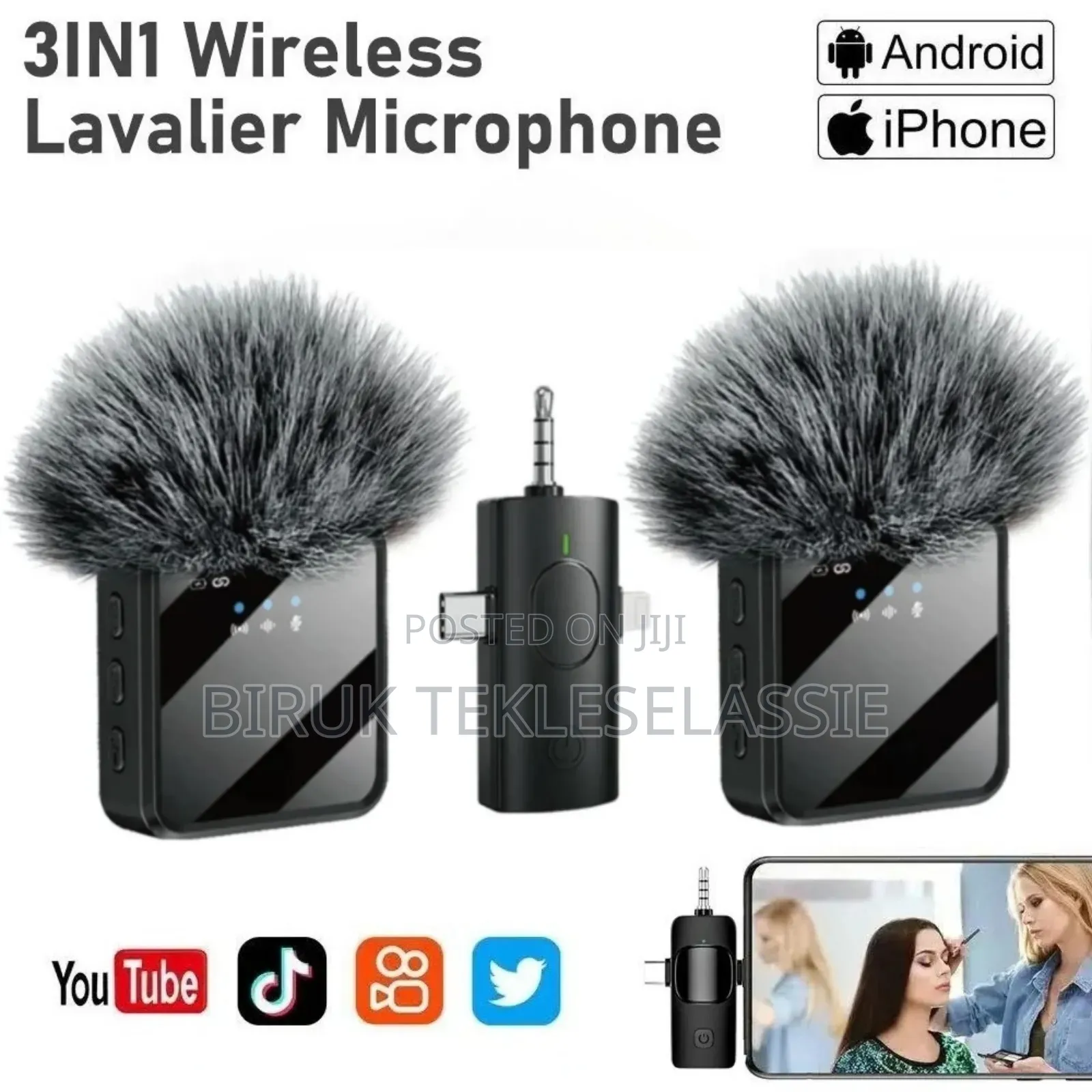 3 In1 Wireless F11-2 Dual Microphone For Camera,iPhone, Android