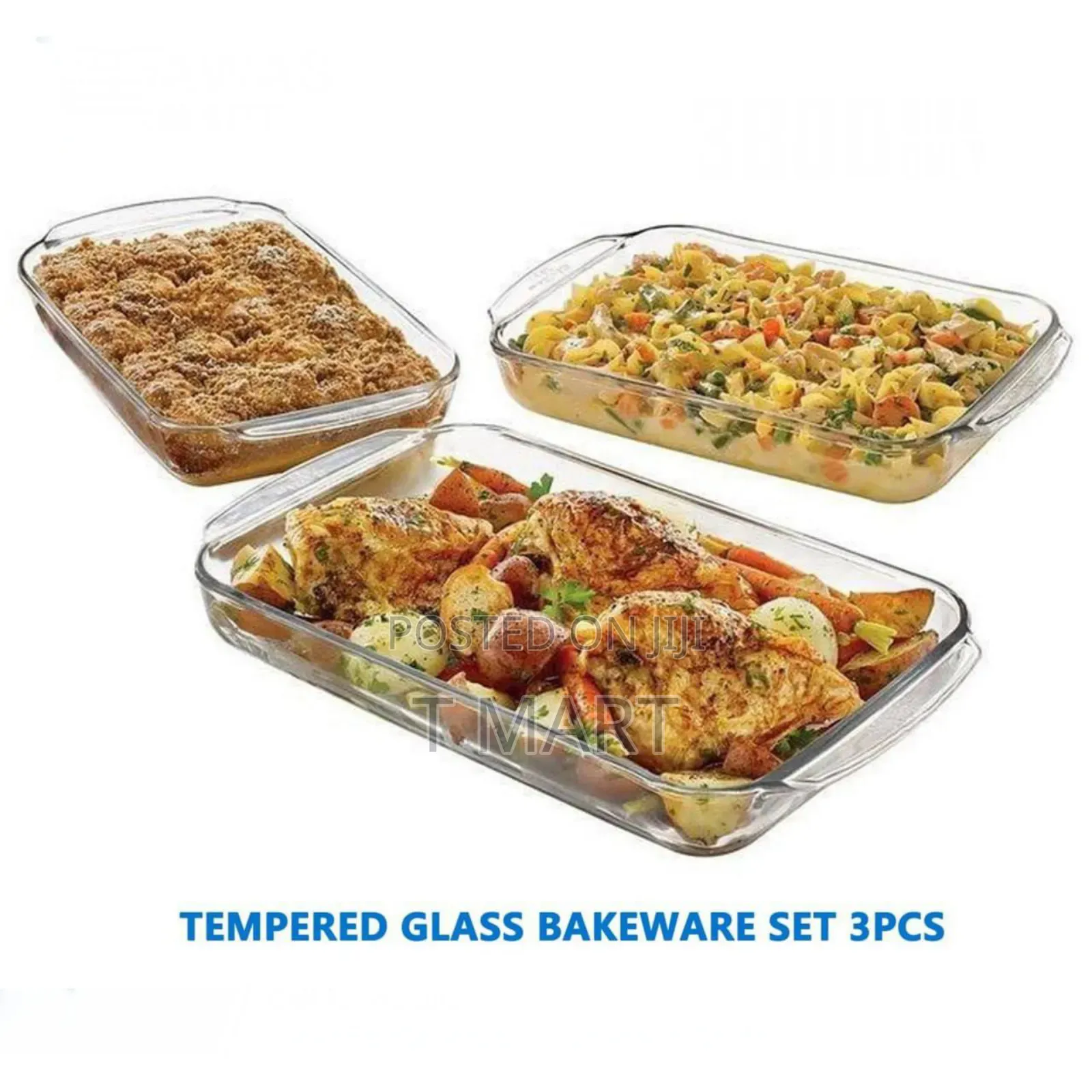 Tempered Glass Bakeware Set 3pcs የመስታዎት ፓትራዎች