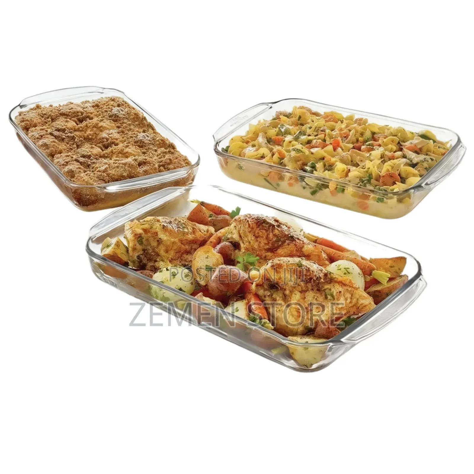 3pcs Tempered Glass Bakeware | 3 ጥንድ የመስታወት ፓትራዎች