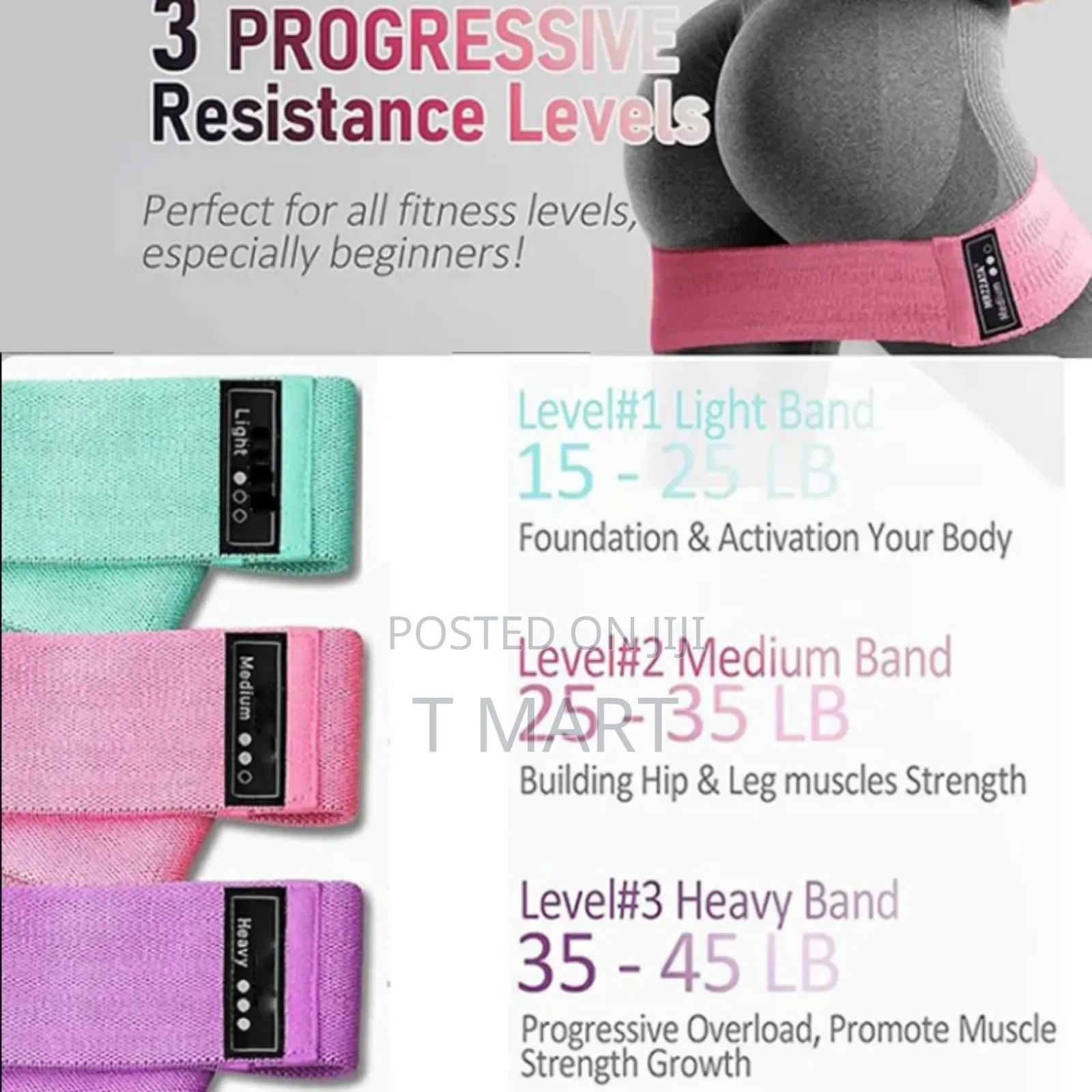 Hip Resistance Band High Quality. 3 Piece