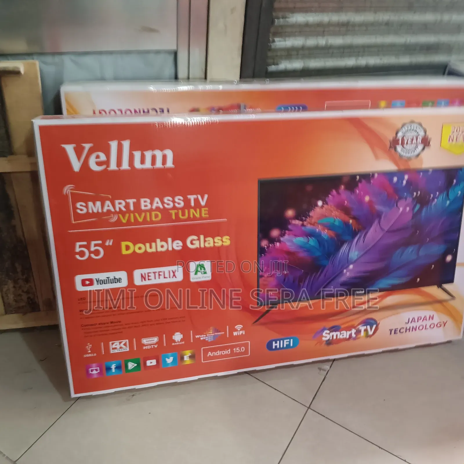 Vellum Smart Tv 55 Inch Android Doubel Gelass Tv 2025 Model