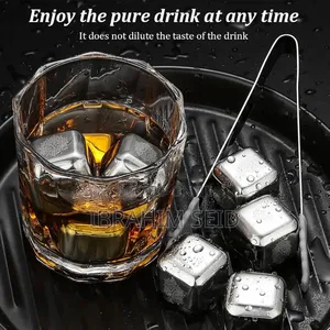 4 PCS Stainless Steel Ice Cubes, for Drinks መጠጥዎ ሳይበረዝ በጥልቁ ይቀዝቀዝ!