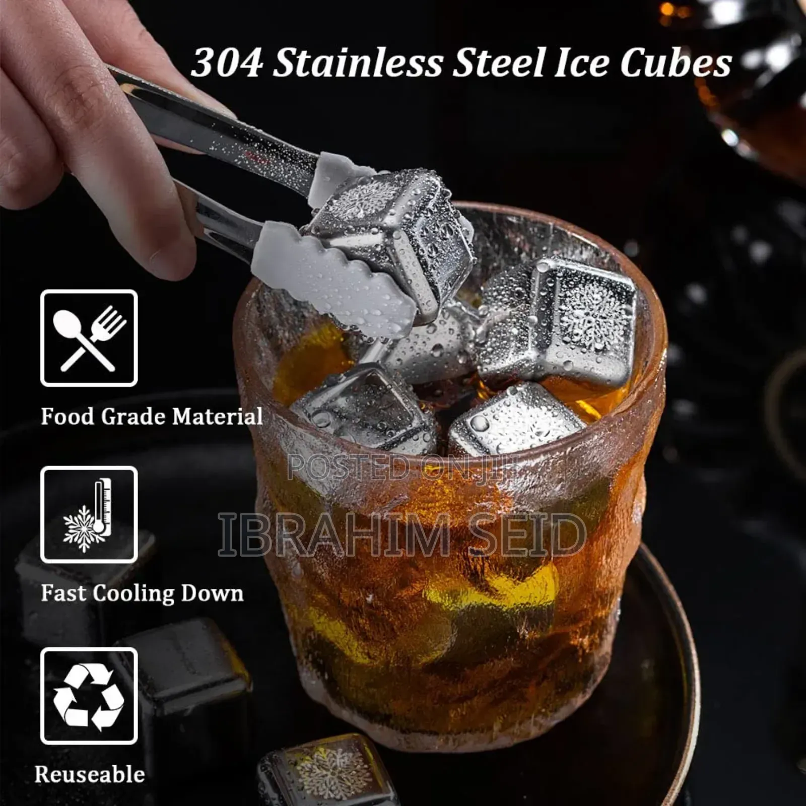 4 PCS Stainless Steel Ice Cubes, for Drinks መጠጥዎ ሳይበረዝ በጥልቁ ይቀዝቀዝ!