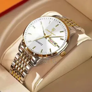 Poedagar Business Men's Wrist Watch Waterproof Gold Watch