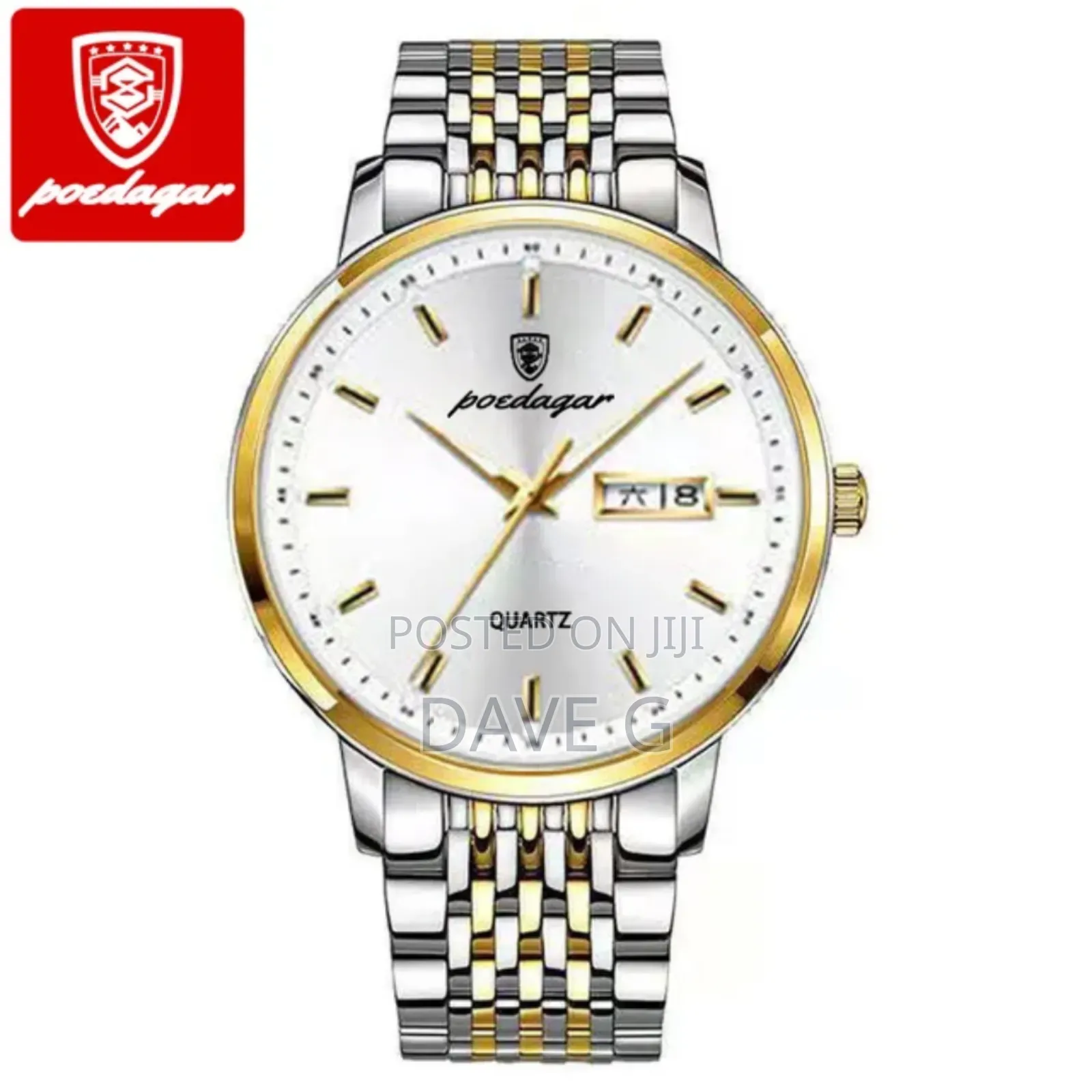 Poedagar Business Men's Wrist Watch Waterproof Gold Watch