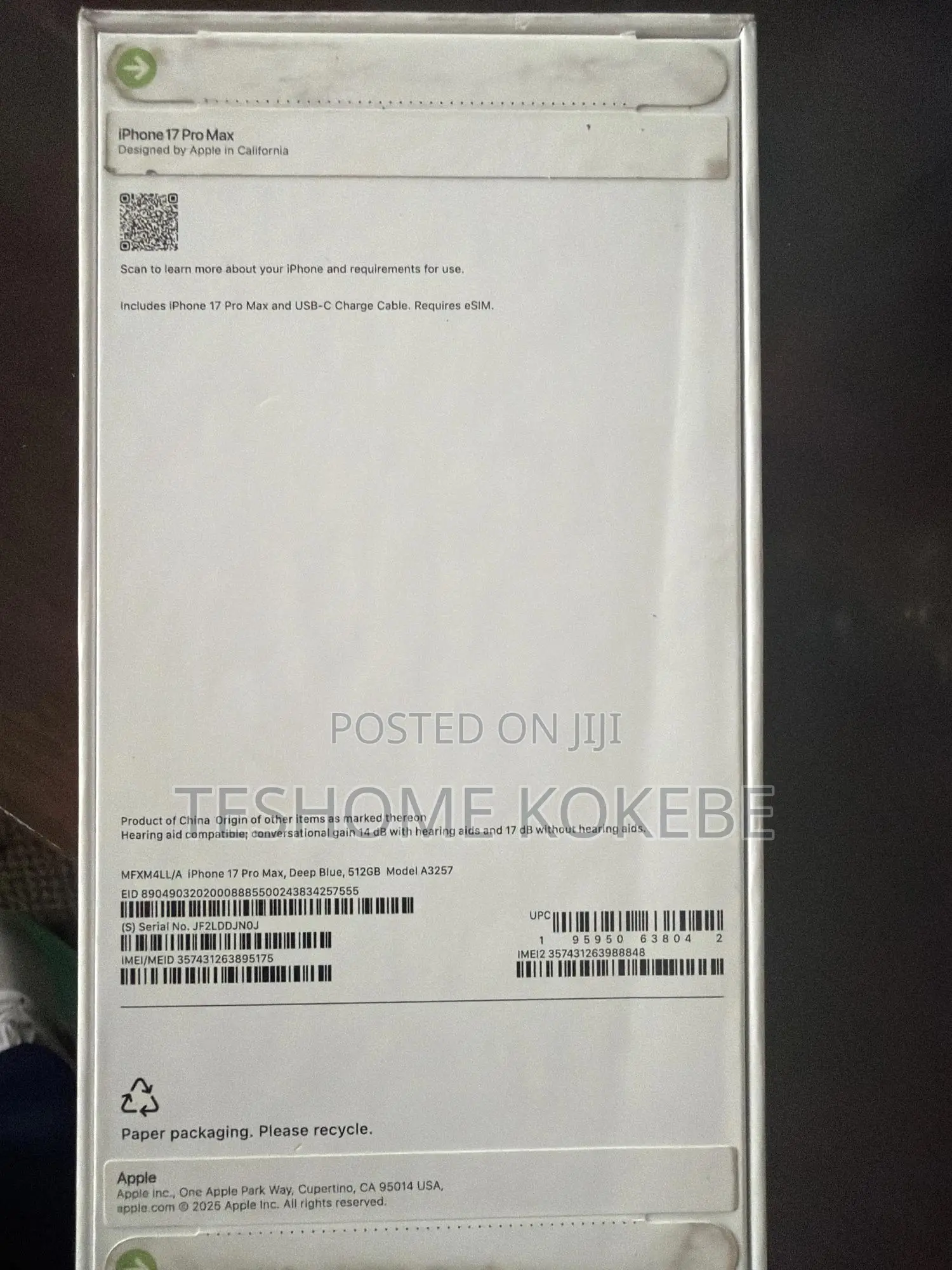 New Apple iPhone 17 Pro Max 512 GB Blue