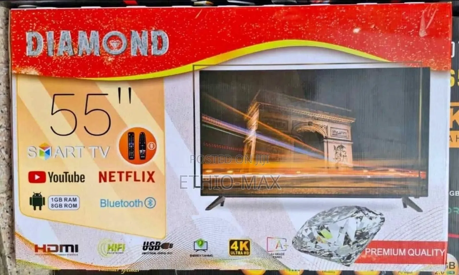 Diamond Tv 55” Smart Android – Double Glass | Big Screen | New Arrival