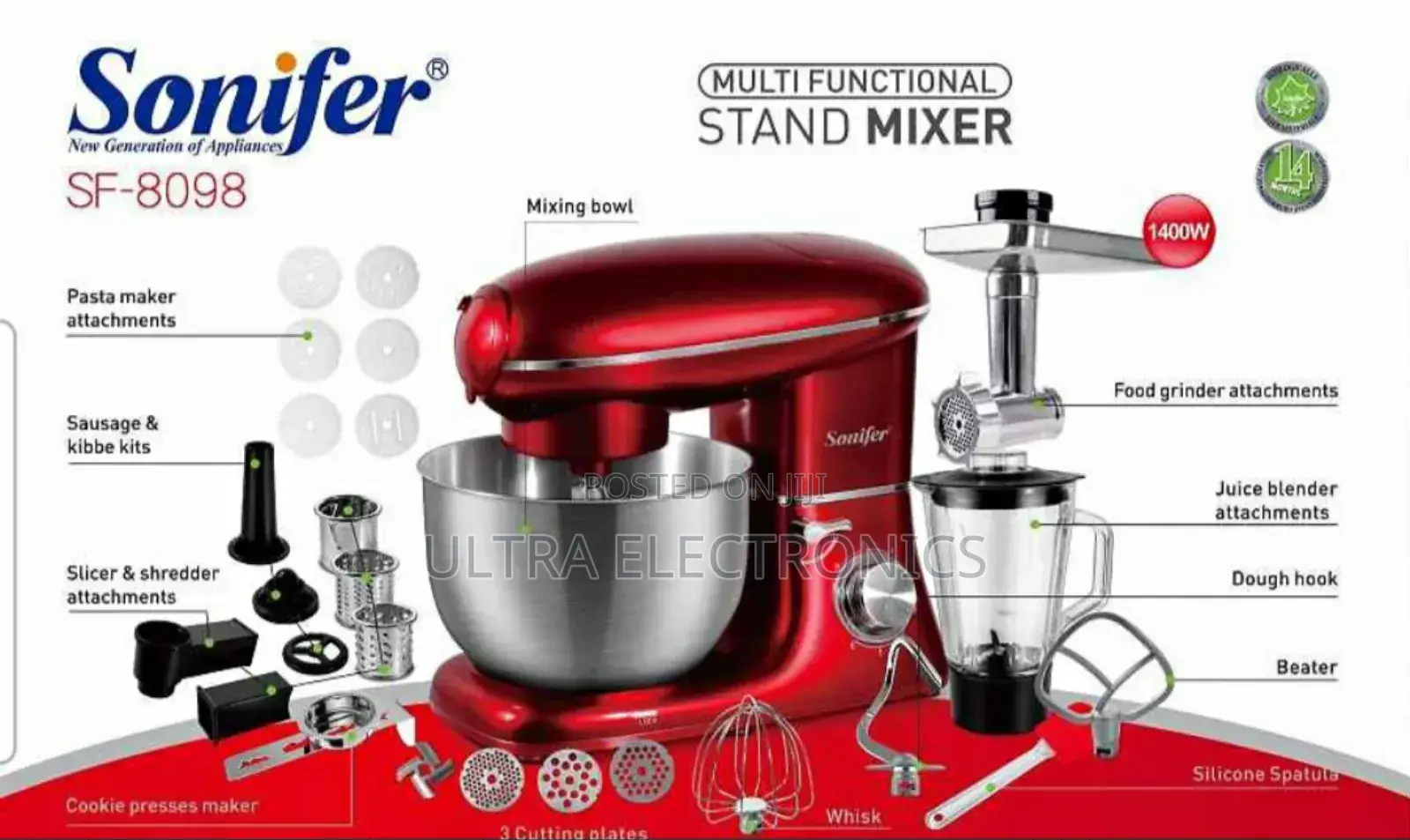 Sonifer Sf-8098 Powerful 1400w Motor And 6 Speed Settings Plus Pulse.
