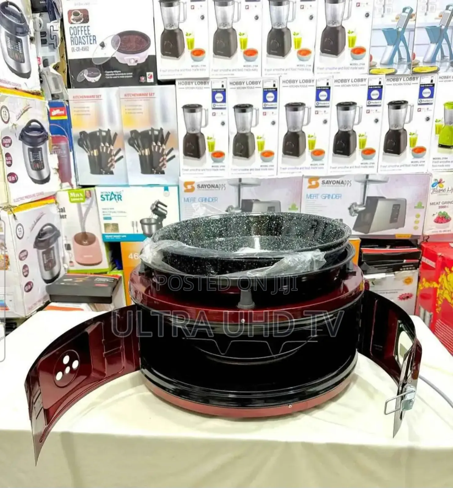 Red Electric Round Oven, Also Known as a Turkish or Arabic Bread