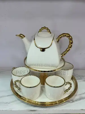 Porcelain Tea Set የወተት እና ቡና መጠጫ ሴት ከነ ማቅረቢያ