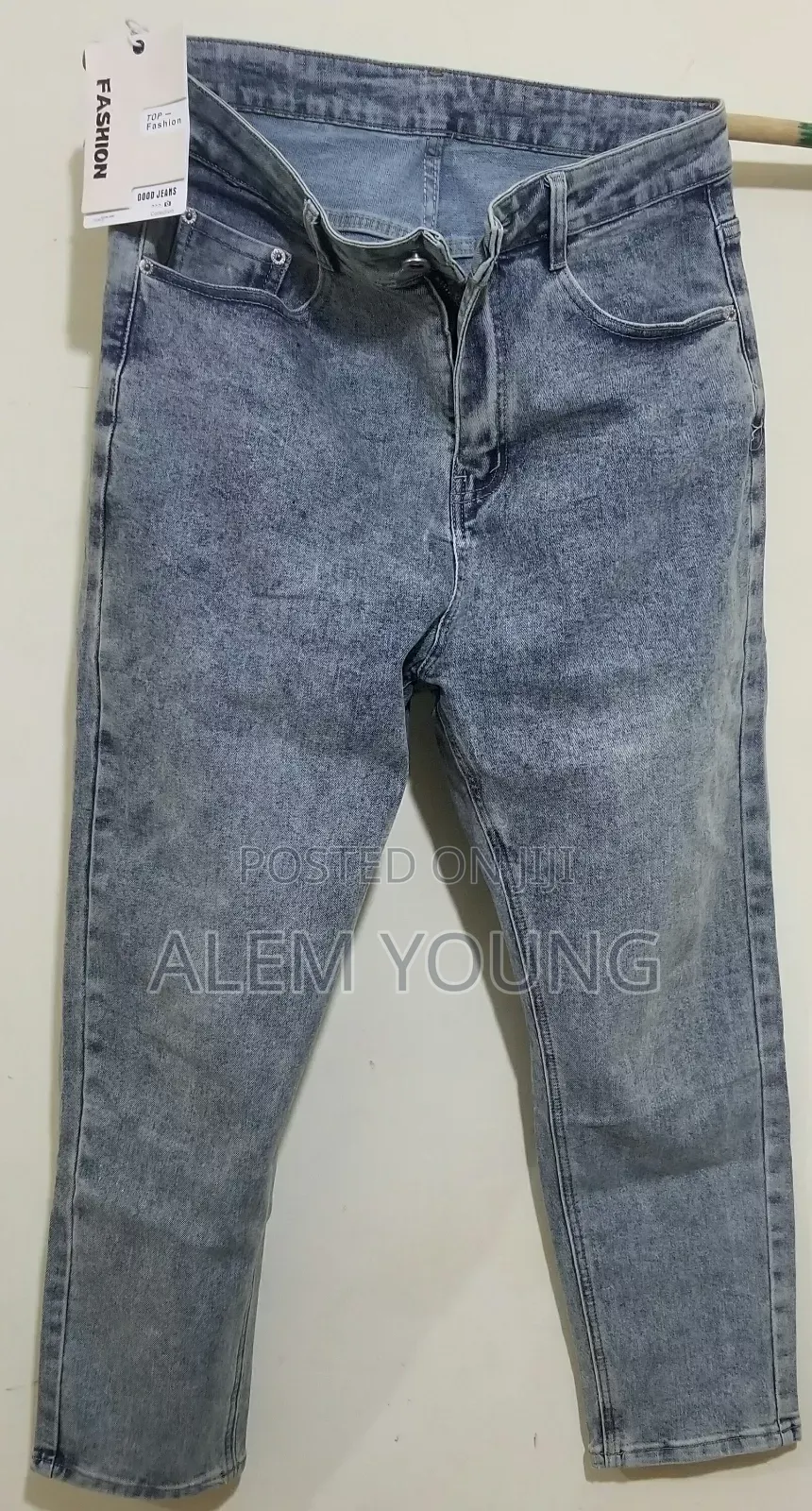 Men's Grey Regular Fit Washed Jeans