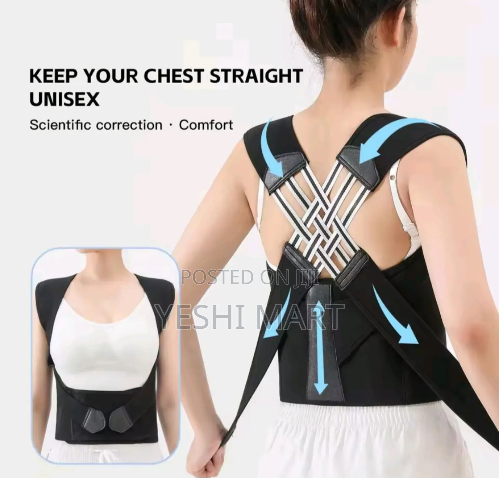 Unisex Posture Corrector, Upper And Lower Back Support Brace, Adjustab