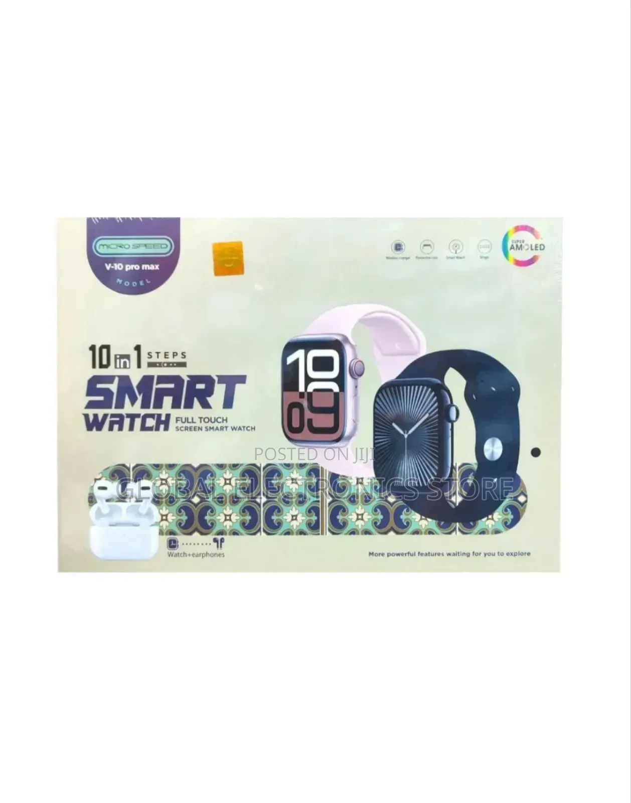 Smart Watch 10 In 1 49mm Touch Durable Rechargeable Watch + Earphones