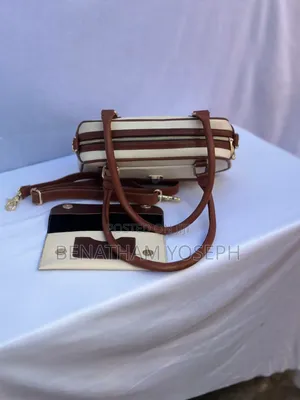 Women's Cream Leather Baguette Bag