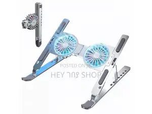 Foldable Laptop Stand With Dual Cooling Fans / የላፕቶፕ ማስቀመጫ ኩለር ጋር