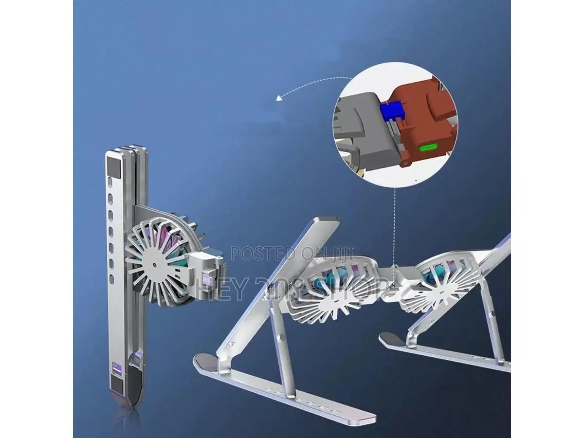 Foldable Laptop Stand With Dual Cooling Fans / የላፕቶፕ ማስቀመጫ ኩለር ጋር