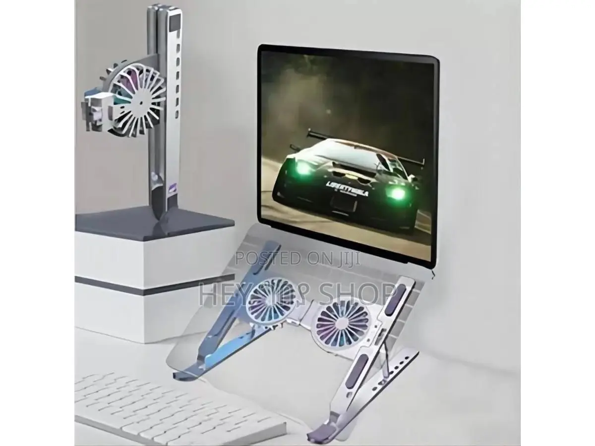 Foldable Laptop Stand With Dual Cooling Fans / የላፕቶፕ ማስቀመጫ ኩለር ጋር